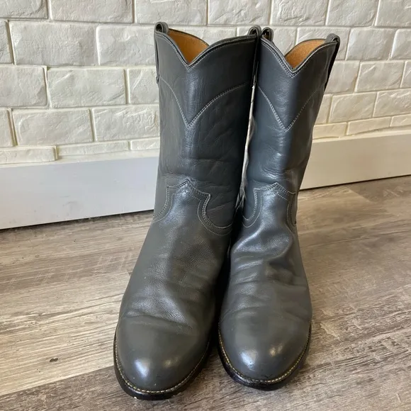 VTG '87' New Old Stock Justin Roper Cowboy Boots 3025 Gray Men 11D Made in USA