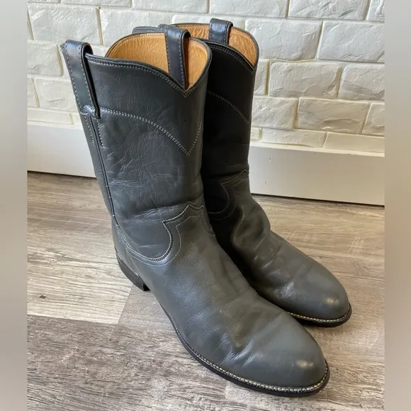 VTG '87' New Old Stock Justin Roper Cowboy Boots 3025 Gray Men 11D Made in USA