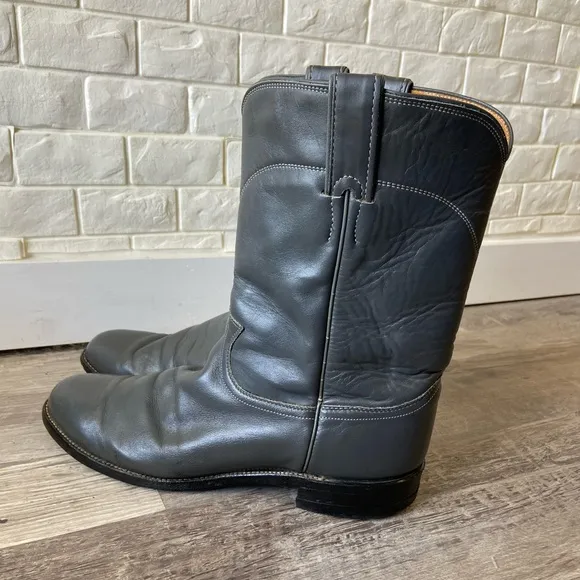 VTG '87' New Old Stock Justin Roper Cowboy Boots 3025 Gray Men 11D Made in USA