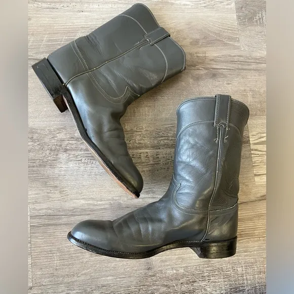 VTG '87' New Old Stock Justin Roper Cowboy Boots 3025 Gray Men 11D Made in USA