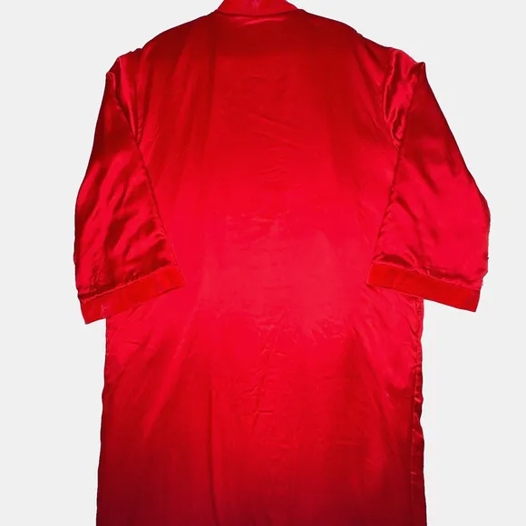 VTG 90s Victoria's Secret Robe Womens Size M/L Red Satin Velvet Long Silky Soft