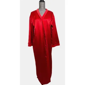 VTG 90s Victoria's Secret Robe Womens Size M/L Red Satin Velvet Long Silky Soft