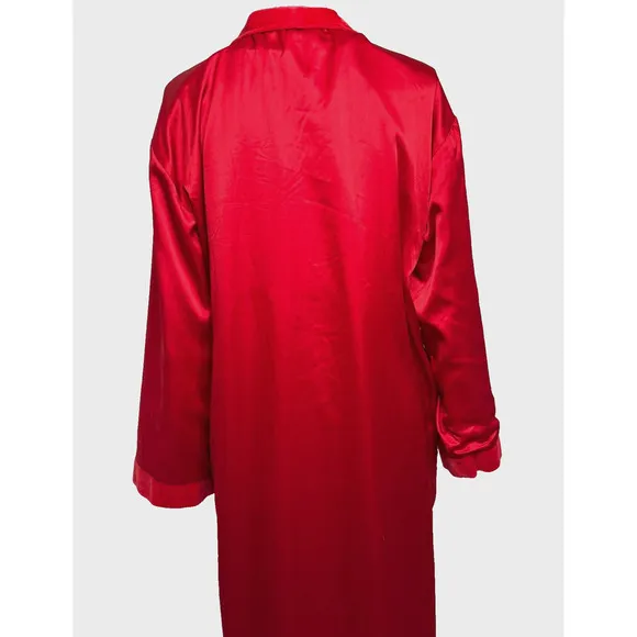 VTG 90s Victoria's Secret Robe Womens Size M/L Red Satin Velvet Long Silky Soft