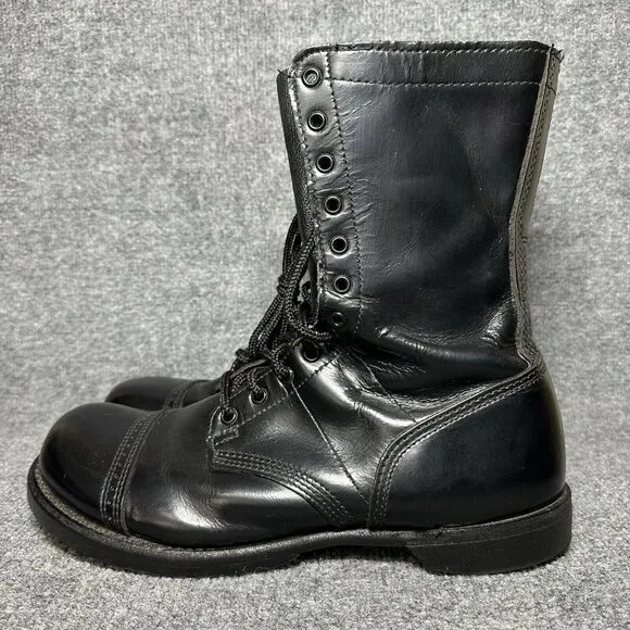 VTG Corcoran Men Black Leather Jump Boots Lace Up Punk Grunge Combat Size 11.5 E