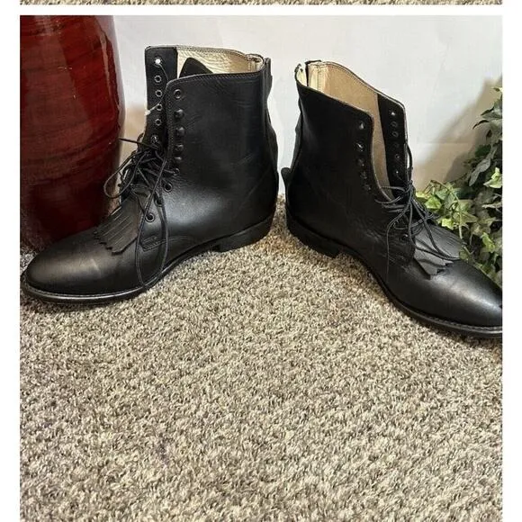 VTG Durango DB1730X Kiltie Western Boots Black Leather 10.5 D Back Heel Zip NEW