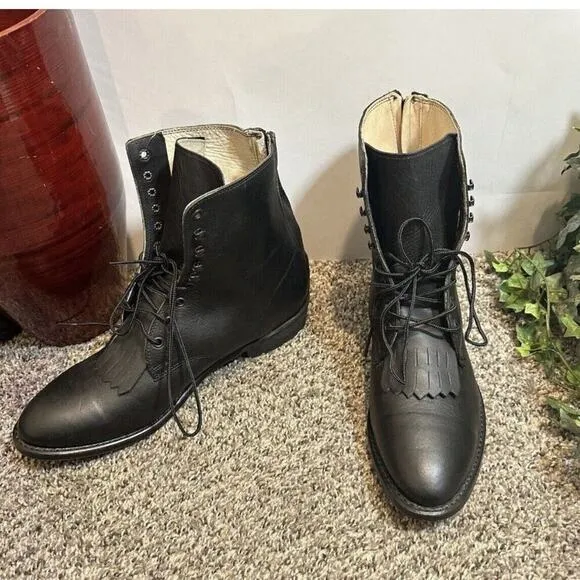 VTG Durango DB1730X Kiltie Western Boots Black Leather 10.5 D Back Heel Zip NEW