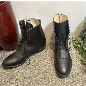 VTG Durango DB1730X Kiltie Western Boots Black Leather 10.5 D Back Heel Zip NEW