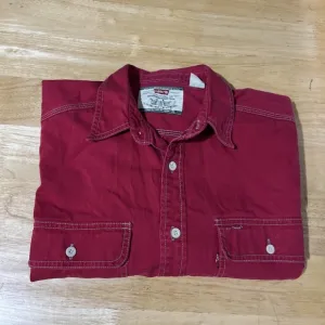 VTG Levi's Red Tab Men Red Denim Cotton Button Pocket Long Sleeve Shirt Sz‎ L