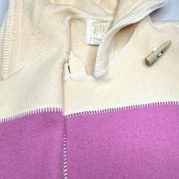 VTG Linda Lundstrom Sz M Laparka Oversized Wool Hooded Coat Canada Ivory Toggle