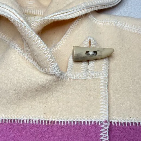 VTG Linda Lundstrom Sz M Laparka Oversized Wool Hooded Coat Canada Ivory Toggle