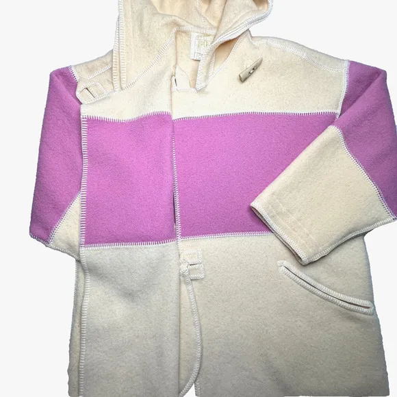 VTG Linda Lundstrom Sz M Laparka Oversized Wool Hooded Coat Canada Ivory Toggle