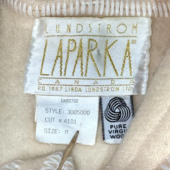 VTG Linda Lundstrom Sz M Laparka Oversized Wool Hooded Coat Canada Ivory Toggle