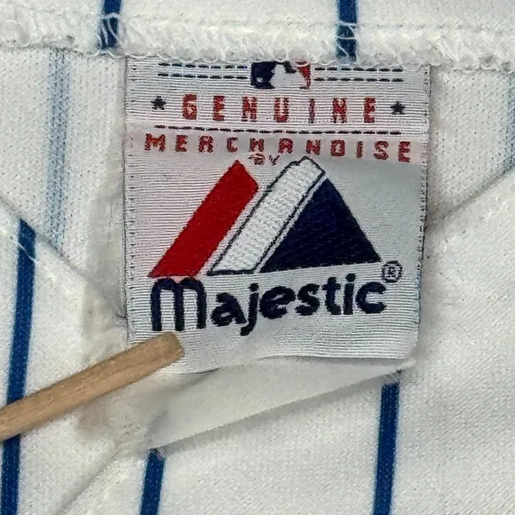 VTG Majestic MLB Jersey Chicago Cubs Pinstripe Ronnie Woo Woo Signed Autograph
