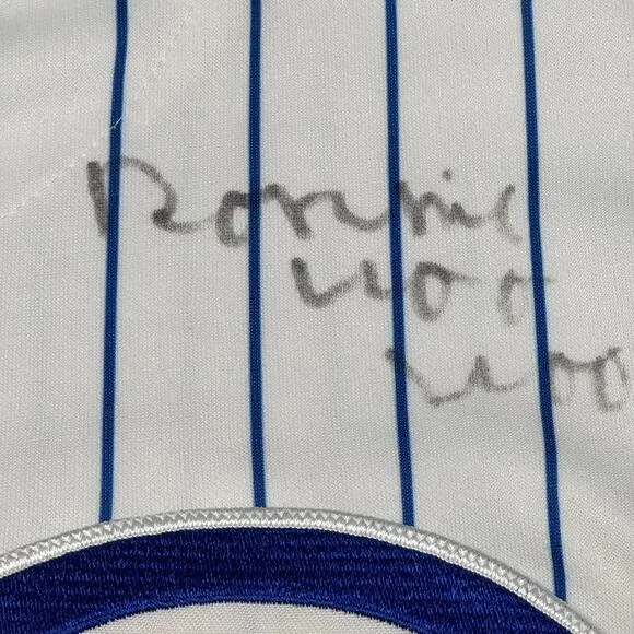 VTG Majestic MLB Jersey Chicago Cubs Pinstripe Ronnie Woo Woo Signed Autograph