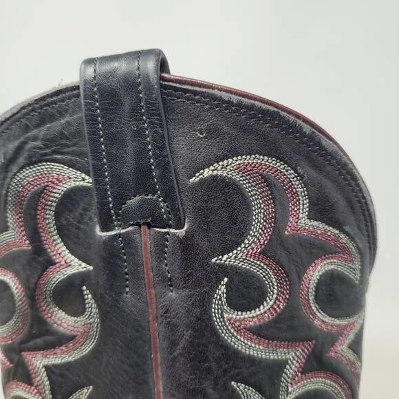 VTG Nocona Boots Men 11.5D Black Red Lizard Leather Cowboy Western Rodeo Riding