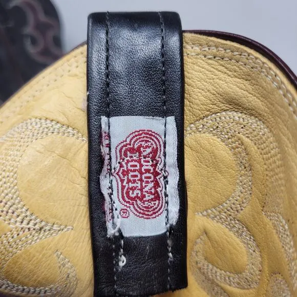 VTG Nocona Boots Men 11.5D Black Red Lizard Leather Cowboy Western Rodeo Riding