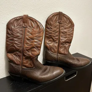 VTG Palomino Boots Mens Two Tone Brown Bullhide Leather Cowboy Western 10.5‎ E