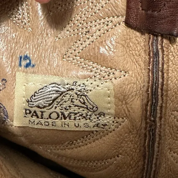 VTG Palomino Boots Mens Two Tone Brown Bullhide Leather Cowboy Western 10.5‎ E