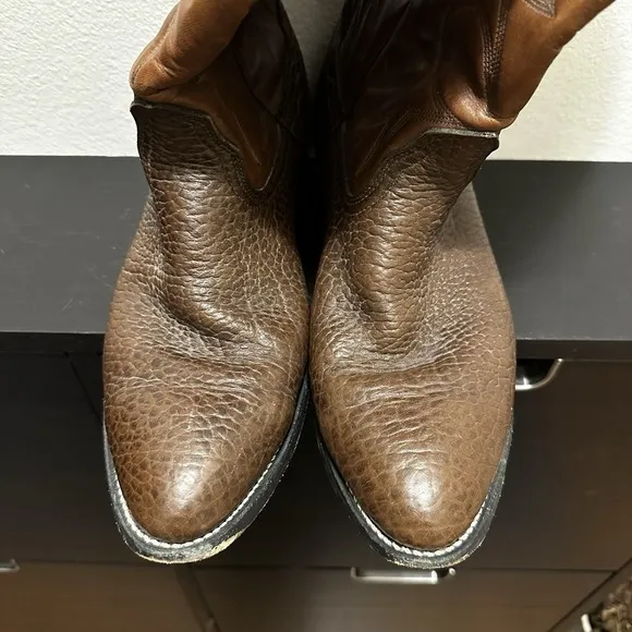 VTG Palomino Boots Mens Two Tone Brown Bullhide Leather Cowboy Western 10.5‎ E