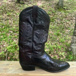 VTG Tony Lama Black Cherry Regal Leather Western Cowboy Boots Men size 7 M