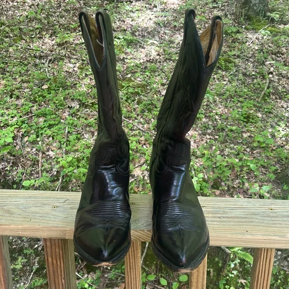 VTG Tony Lama Black Cherry Regal Leather Western Cowboy Boots Men size 7 M