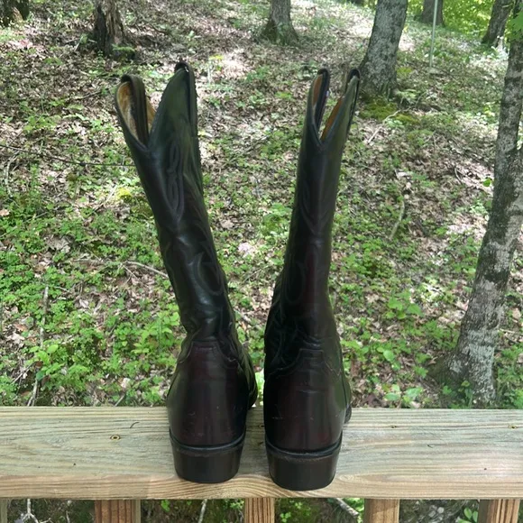 VTG Tony Lama Black Cherry Regal Leather Western Cowboy Boots Men size 7 M