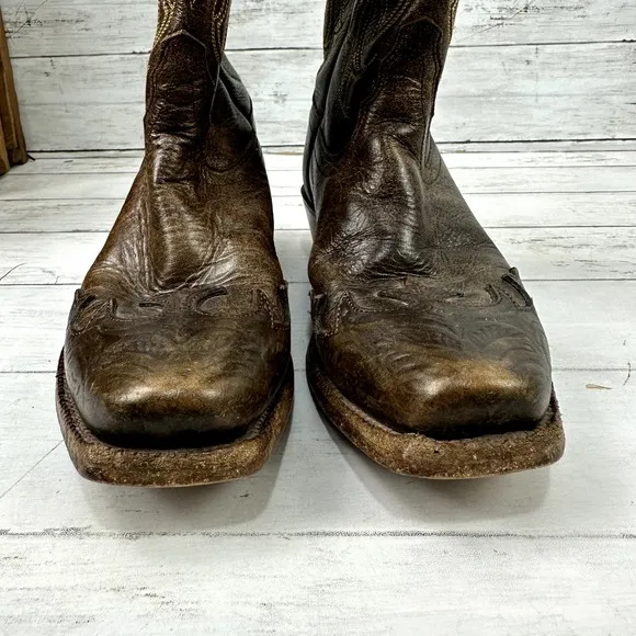 VTG Tony Lama VF 6004 Santa Fe Women 6.5B Square Toe Western Boots Brown Leather