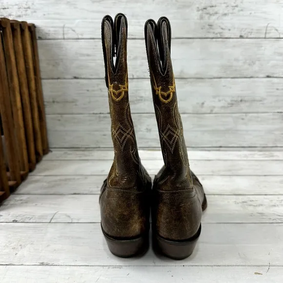 VTG Tony Lama VF 6004 Santa Fe Women 6.5B Square Toe Western Boots Brown Leather