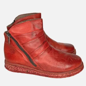 VTG Y2K TAKEME Booties Womens Size 7.5/38 Red Ankle Leather Boots Made in Spain