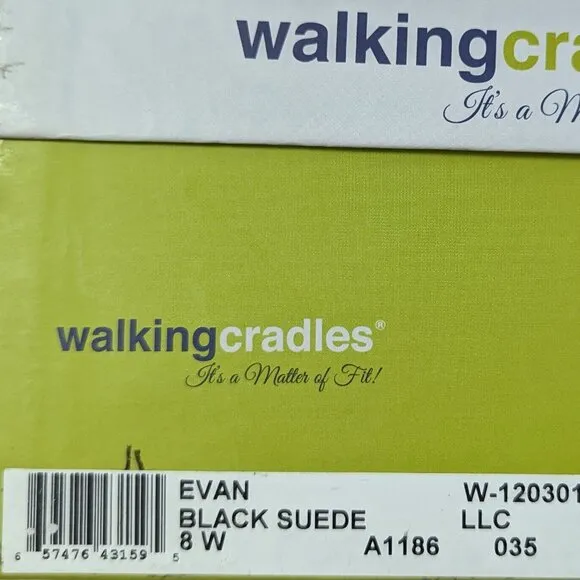 Walking Cradles Evan Ankle Booties, Black Suede, Womens 8 Wide