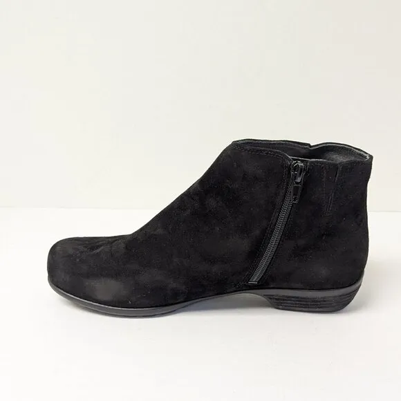 Walking Cradles Evan Ankle Booties, Black Suede, Womens 8 Wide