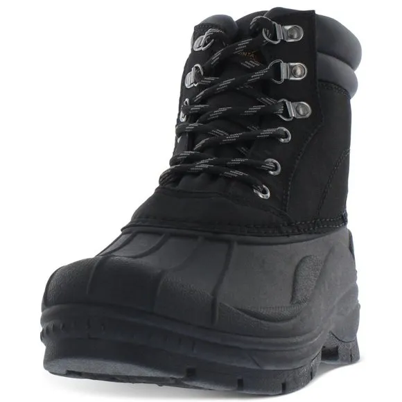Weatherproof Mens Black Waterproof Round Toe Platform Lace-up Duck Boots, Size 9