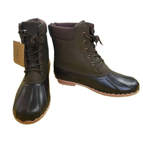 Weatherproof Vintage Men's Adam II Duck Boots Olive Brown Size 12M