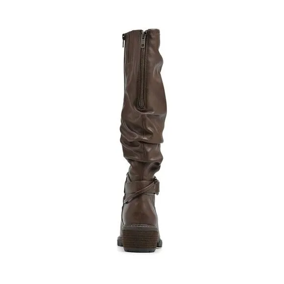 White Mountain Crammers Women Brown Faux Leather Slouchy Knee-High Boots FZP105