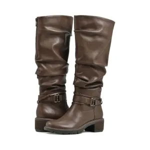 White Mountain Crammers Women Brown Faux Leather Slouchy Knee-High Boots FZP105