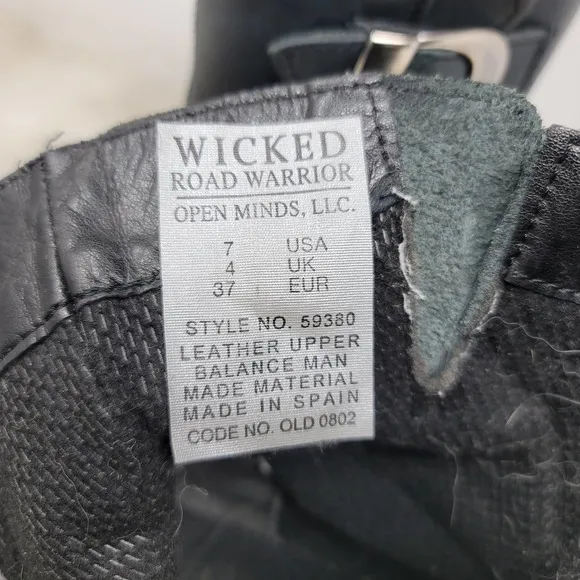 Wicked Road Warrior Women Black Studded Buckle Leather Boots Made in Spain US 7