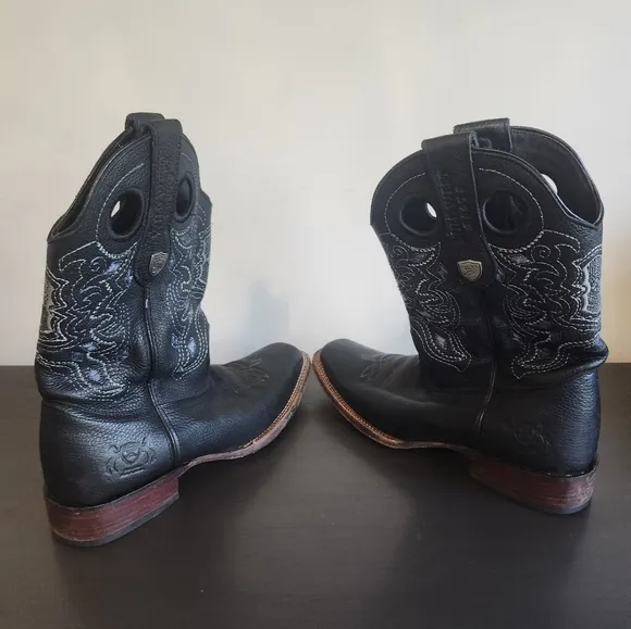 Wild West Black Leather Embroidered Cowboy Western Boots Men S 9EE