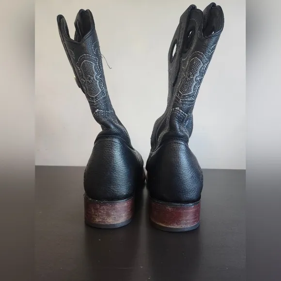 Wild West Black Leather Embroidered Cowboy Western Boots Men S 9EE