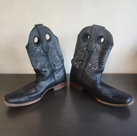 Wild West Black Leather Embroidered Cowboy Western Boots Men S 9EE