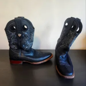Wild West Black Leather Embroidered Cowboy Western Boots Men S 9EE