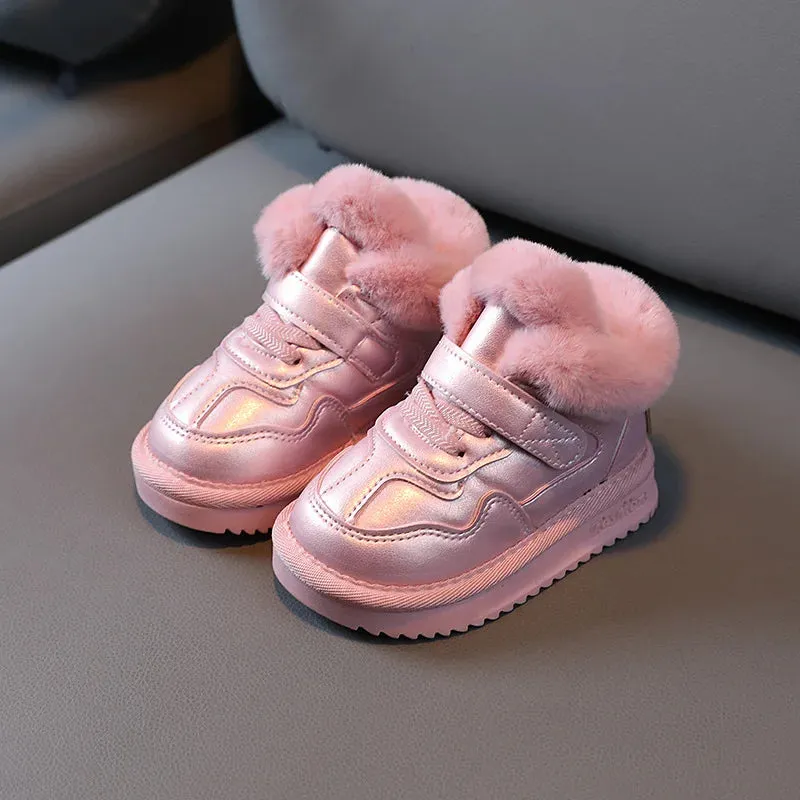 Winter Kids Shoes for Girls Snow Boots Soft Bottom Plush Children Boys Cotton Shoes Baby