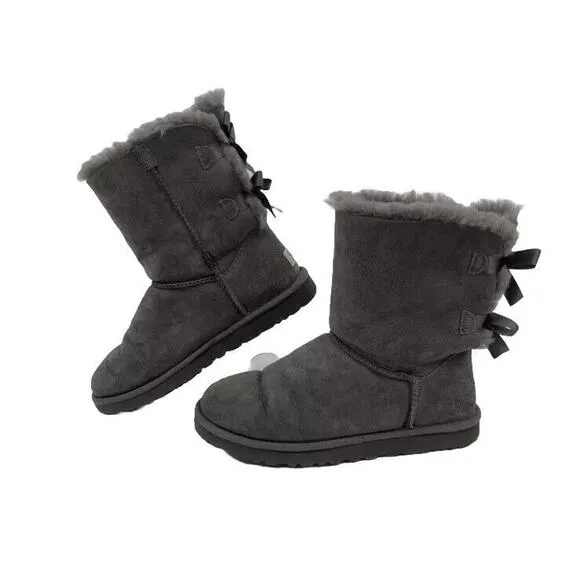 WMNS) UGG Bailey Bow II Pink Grey Boots 1110415 Women Size 8