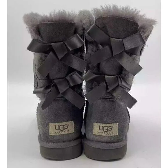 WMNS) UGG Bailey Bow II Pink Grey Boots 1110415 Women Size 8