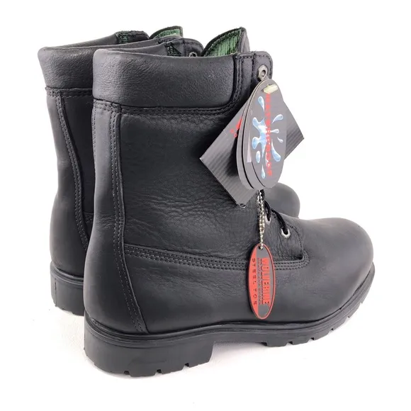 Wolverine Black Leather Steel Toe Work Boots 11W