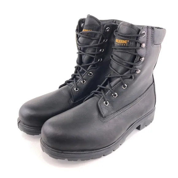 Wolverine Black Leather Steel Toe Work Boots 11W