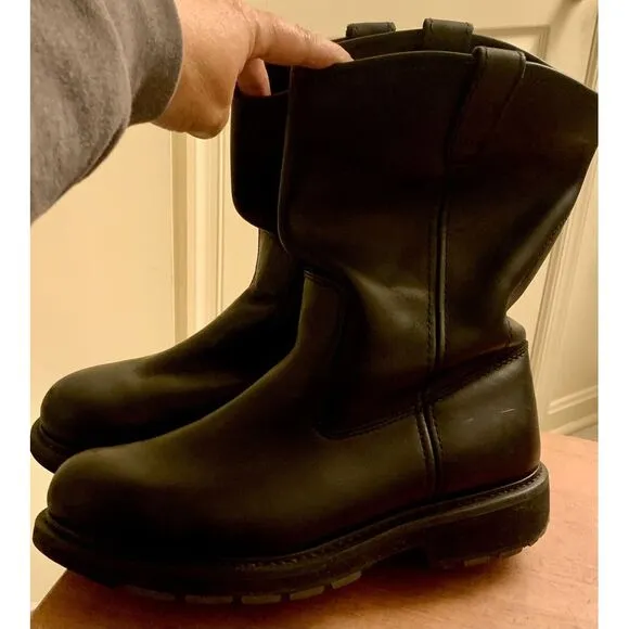 Wolverine Men Wellington Work Farm Ranch Boots Black Leather Hard Toe Sz 10.5 EW