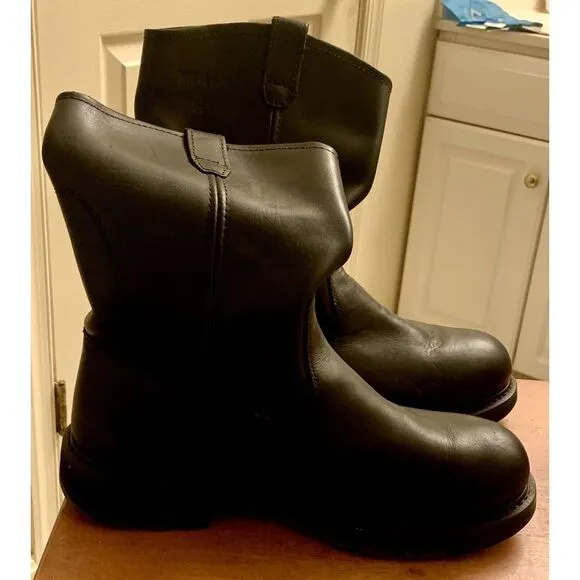 Wolverine Men Wellington Work Farm Ranch Boots Black Leather Hard Toe Sz 10.5 EW
