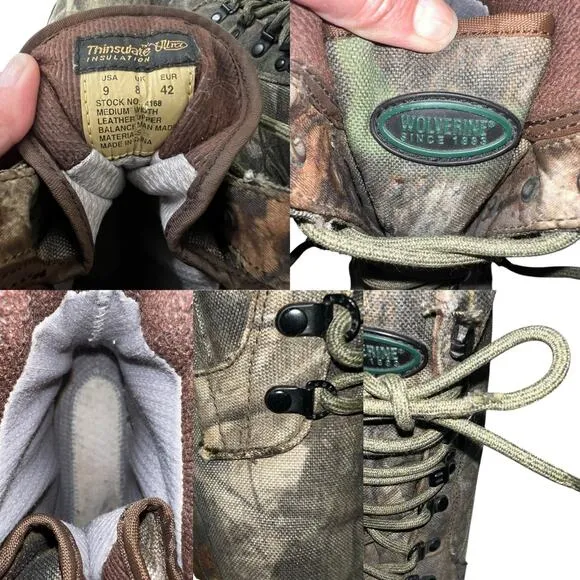 Wolverine Men's Camo Insulated Gore-Tex Hunting Boots Size 9M