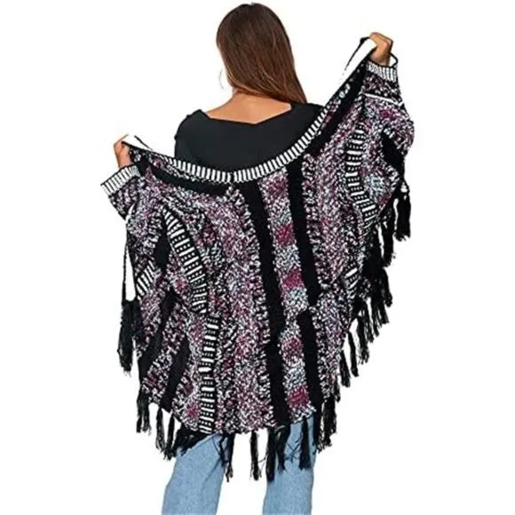 Women Long Sleeve Open Front Cardigan Fall Boho Tassel Cardigan Sweaters
