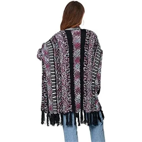 Women Long Sleeve Open Front Cardigan Fall Boho Tassel Cardigan Sweaters
